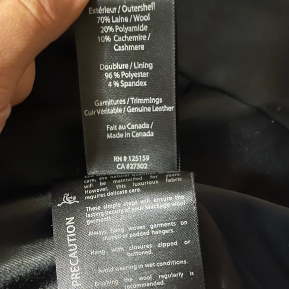 NWT MACKAGE XS Raffy Wool Cashmere Double Breasted Peacoat w/ Leather Details - Picture 12 of 15